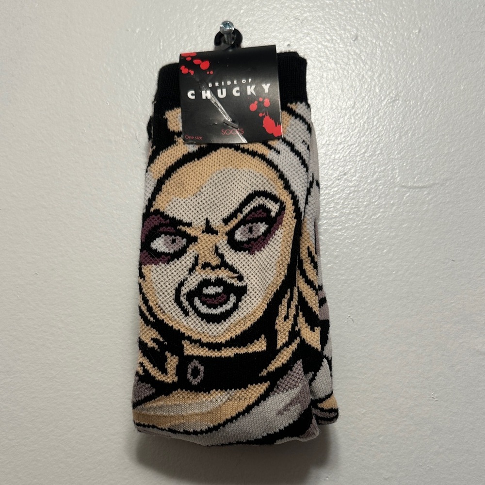 Ripple Junction Bride of Chucky Graphic Socks - Black, Cream, Tan